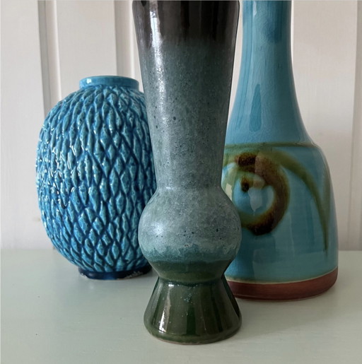 Colorful Vase Strehla Gdr Ceramic, Westgermany Vintage Ceramic, Art Deco