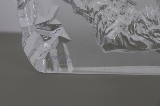 Escultura/bloque de cristal macizo sueco – Nybro Suecia (Alce y Caza) – Nybro Glasbruk, Objetos decorativos (photo 4 of 5)