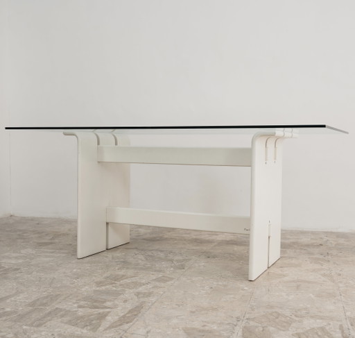 Pierre Cardin Dining Table, Wood and Crystal, 1970s Design, Modern Antiques