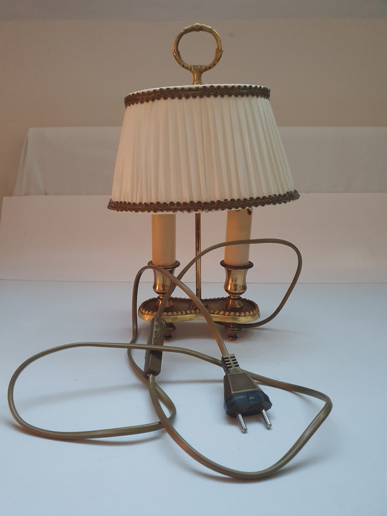 Image 1 of Vintage Bouillotte Lamp Toegeschreven aan Lucien Gau - Elegant Frans Ontwerp
