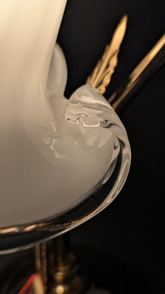 Image 1 of Refined Pair of Murano Calla Lamps, Vintage New Old Stock, 24kt Gold