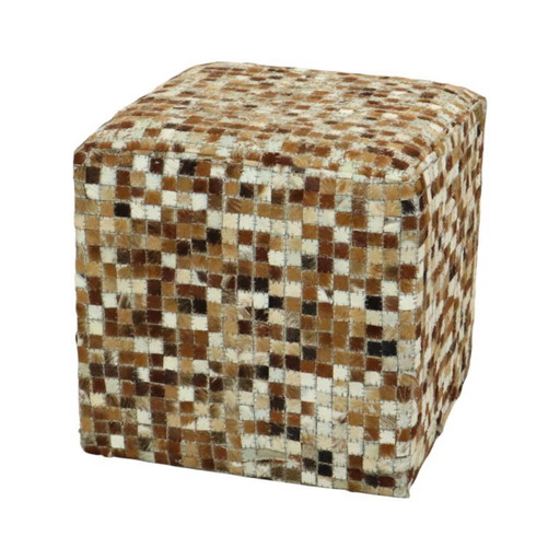 Tabouret carré vintage en peau de chèvre