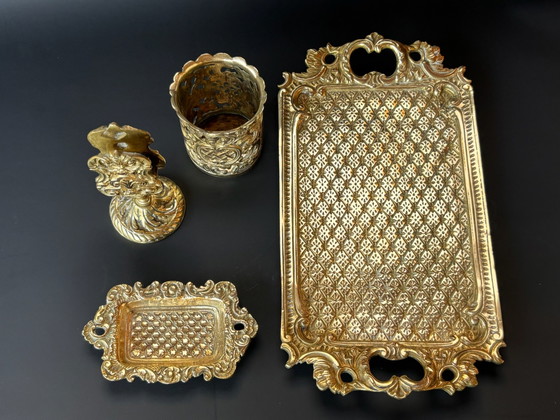 Image 1 of Komplettes Raucherset aus vergoldetem Messing – Rokoko-/Napoleon-III.-Stil