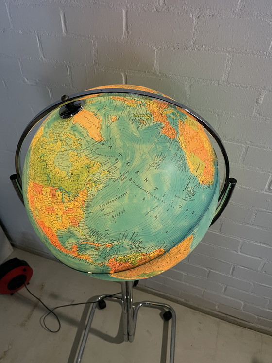 Image 1 of Vintage Globe on Chrome Stand - Geoscope,