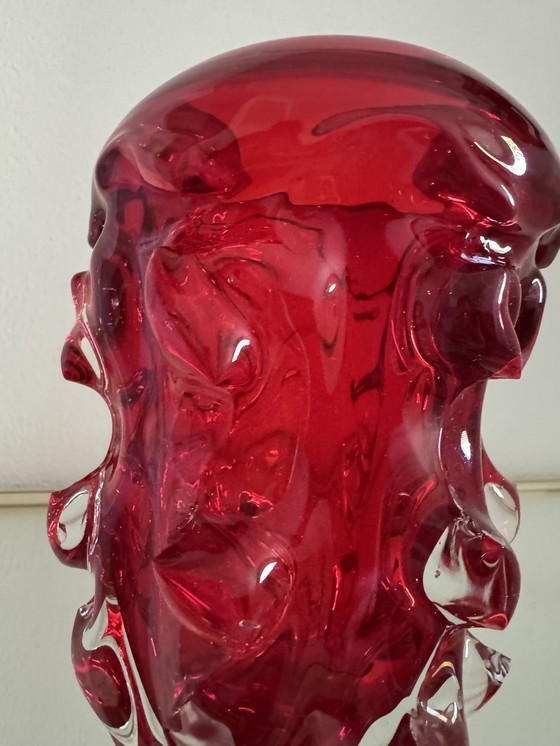 Image 1 of Red Murano Glass Vase 70's