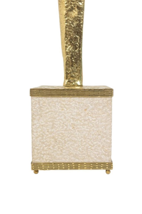 Image 1 of Jacques Duval Brasseur, Groot cactussculptuur in verguld messing. 1992