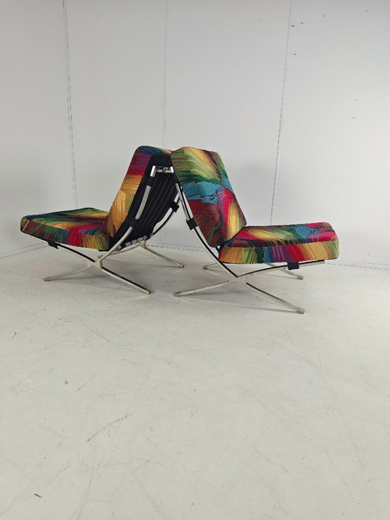 Poltrone Colorate Uniche - Set Di 2 - Ispirate Alla Barcelona Chair – Textile, Chrome (photo 3 of 11)