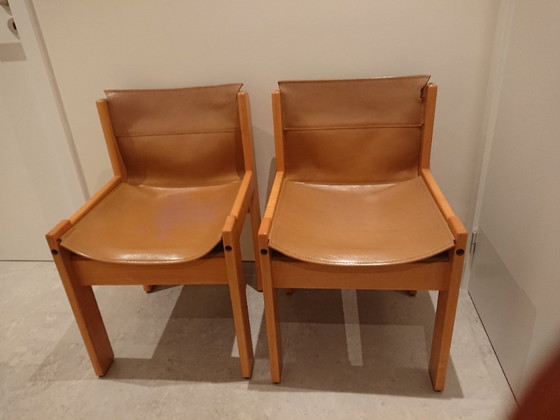 Eetkamerset tafel en 6 stoelen van het merk Ibisco vintage jaren 70 design – Leather, Wood (photo 4 of 5)