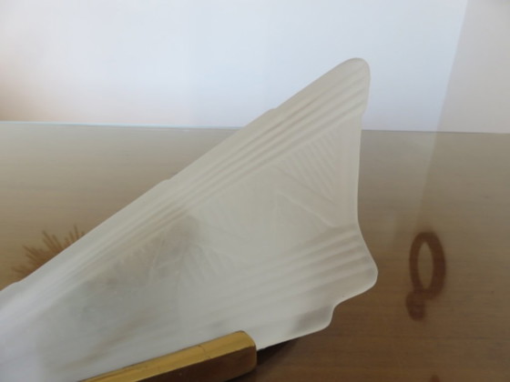 Art Deco Wall light, in gilded brass and thick frosted glass, Transparent (photo 7 of 12)