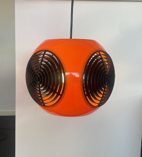 Space Age Lamp Massive Bug Eye, Ball Model Orange/Black, Vintage, Retro, Pendant lamps, Plastic (photo 4 of 10)