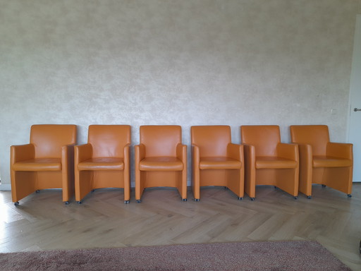 6 pieces still in very good condition with no damage leather armchairs.