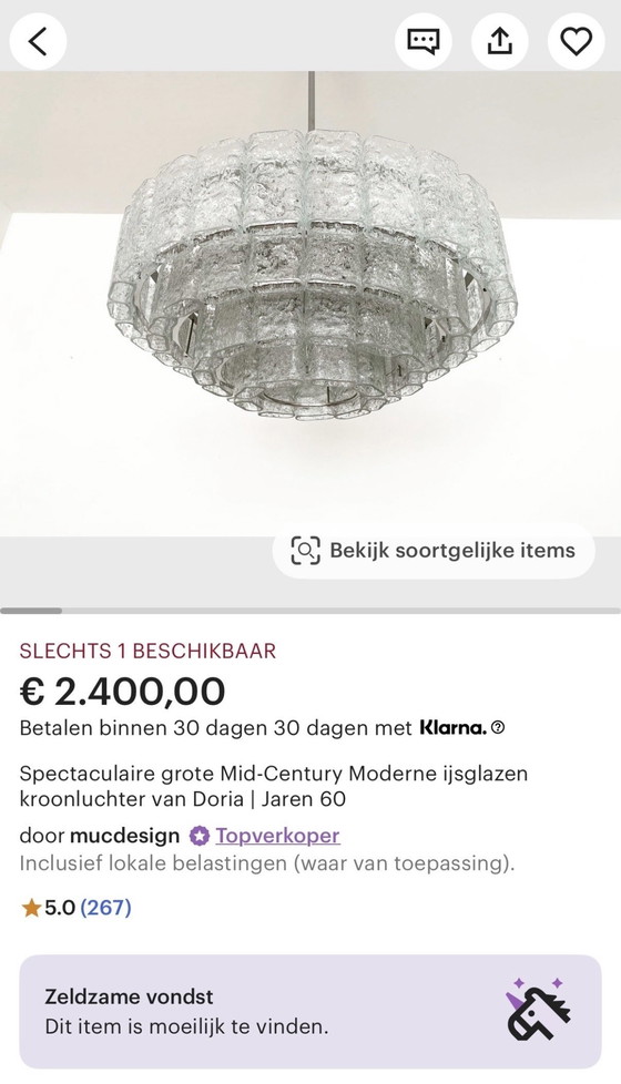 Image 1 of Beautiful large Doria Ice Crystal Design lamp