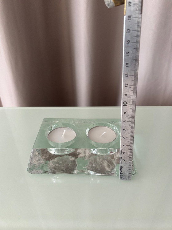 Portacandele doppio in vetro spesso vintage – Vetro trasparente scultoreo – Regali, Glass (photo 6 of 9)