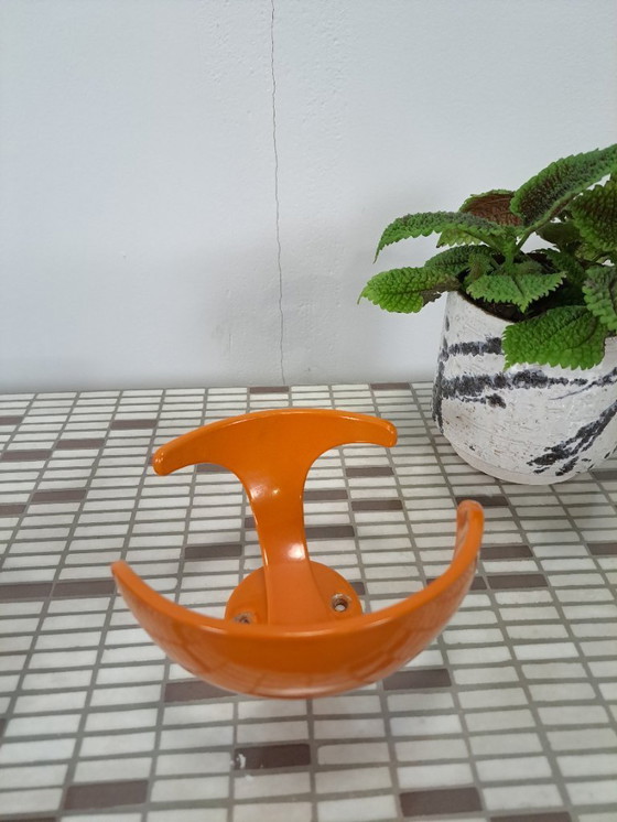 Image 1 of Set of 2 space age orange hooks, wall hook, coat rack