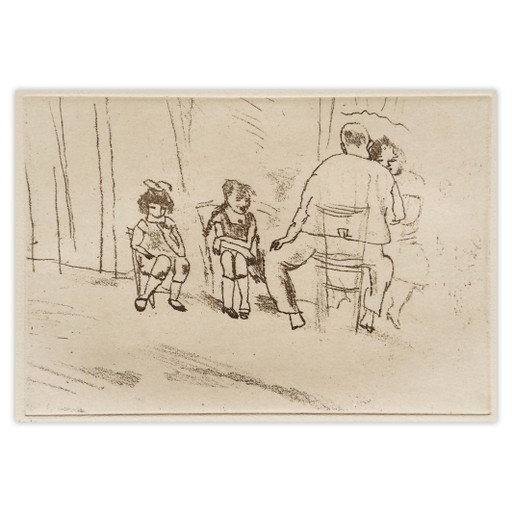 Jules PASCIN Padres e hijos Grabado 1980