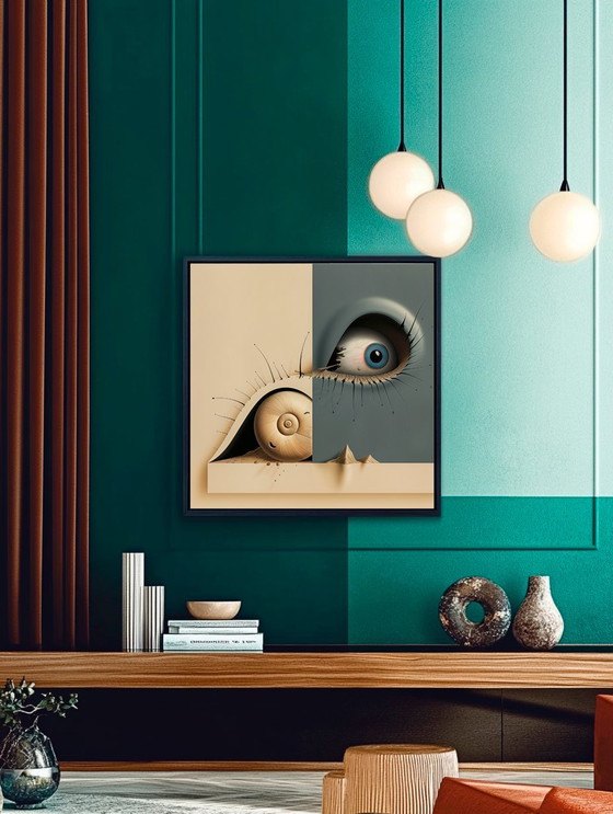 Image 1 of Unique Edition *** High-Quality Giclée  *** Monsieur Escargot and the Paradox of the Unblinking Gaze ***