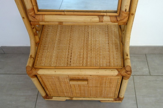 Staande spiegel van riet en bamboe, jaren 70/80 – Rattan, Wicker (photo 11 of 17)