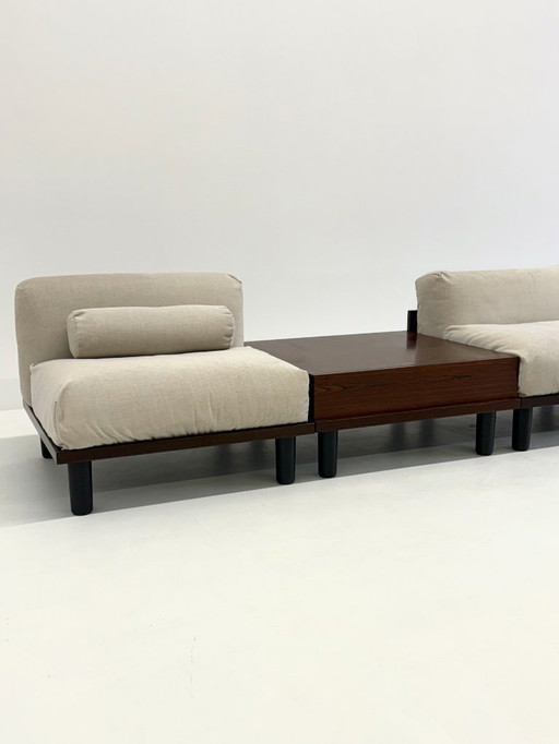 Italian modular sofa with coffee table set in Japandi Style