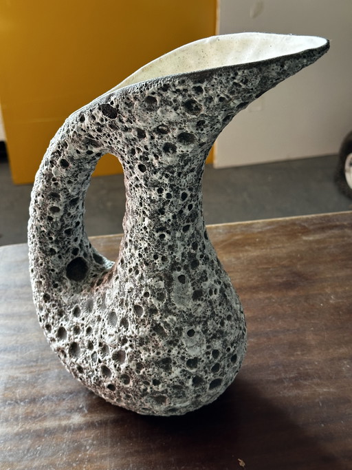 Vase Fat Lava Vallauris by Annette Roux, H 31 cm