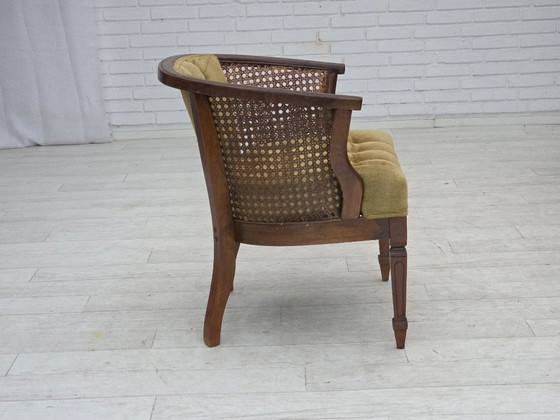 Image 1 of Fauteuil danois des années 1950, revêtement en velours et en maille, bois de chêne.