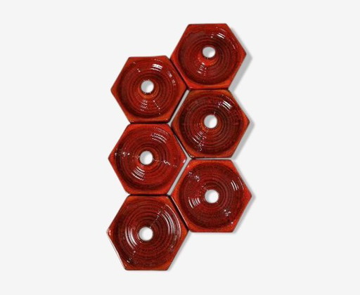 Lot de 6 Appliques Hexagonales en Céramique Brillante