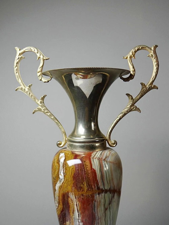 Large decorative onyx and gilded metal cassolette, Italy 1960s-70s., Vintage, Decorative Objects, Stone (photo 8 of 19)