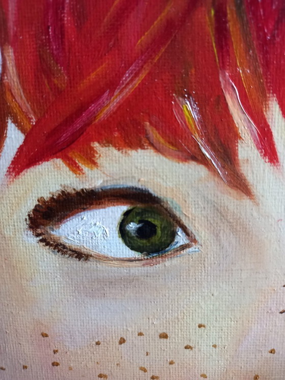Image 1 of Oil painting of a girl with red hair
