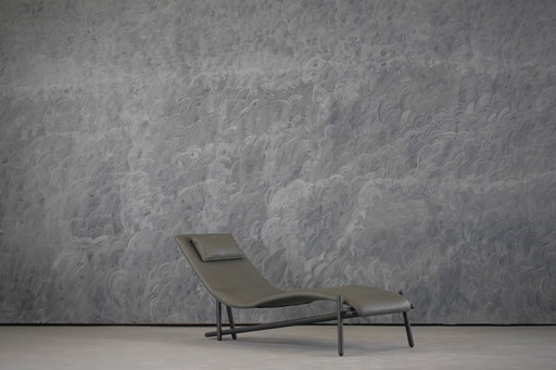 Donovan Grey Leather Chaiselongue By Giuseppe Vigano For Cattelan , Italy 2000’s