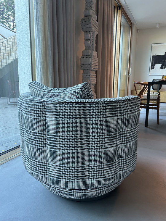 Image 1 of Minotti Swivel Chair with Puffer Cushion