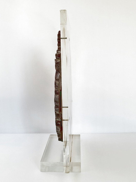 Image 1 of MAGNIFICENT VINTAGE ANTIQUE MIRROR WITH SNAKES ON A PLEXIGLAS BASE, 1970