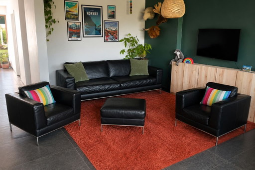 Zwarte lederen zetelset – Ikea, zithoek, rvs, Leather (photo 2 of 5)
