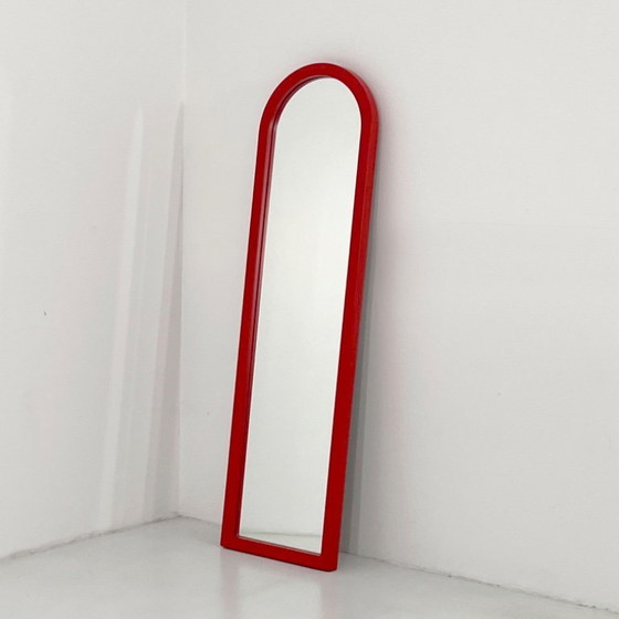 Image 1 of Miroir à cadre rouge d'Anna Castelli Ferrieri pour Kartell, années 1980