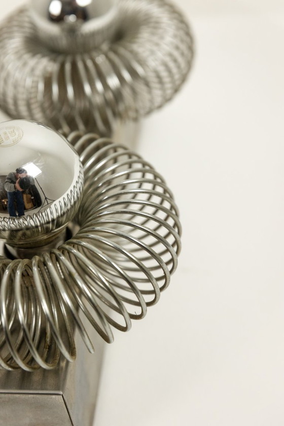 Image 1 of Andrea Lazzari. Applique da parete in metallo spazzolato. Anni '70.