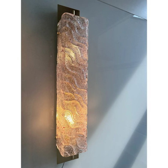 Image 1 of High-End Gold Wall Sconce Pair with Ametista “Graniglia” Murano Glass