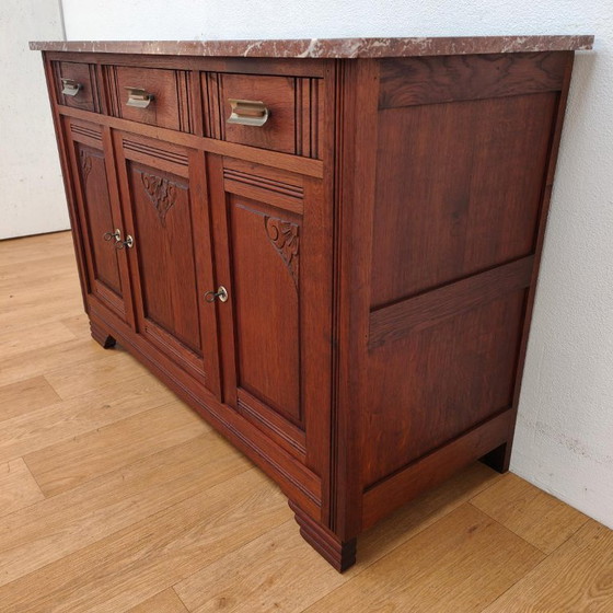 Buffet bas Vintage Ancien Commode Meuble de Salle de Bain avec Plateau en Marbre – Marble (photo 4 of 12)