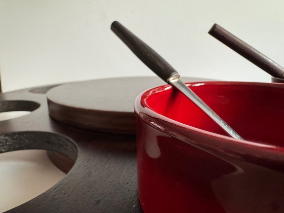 Image 1 of Plateau tournant vintage, service à fondue, service à apéritif, platine.