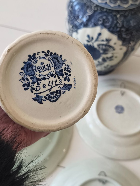 Image 1 of Juego de jarrones, tarro de jengibre y platos/platos de pared de Delft Blue Boch.