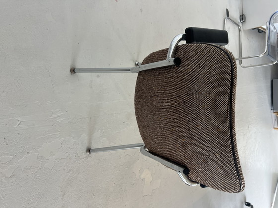 Image 1 of Retro Gispen / Ahrend Stijl Conferentiestoel – Bruin Gemêleerd & Chroom
