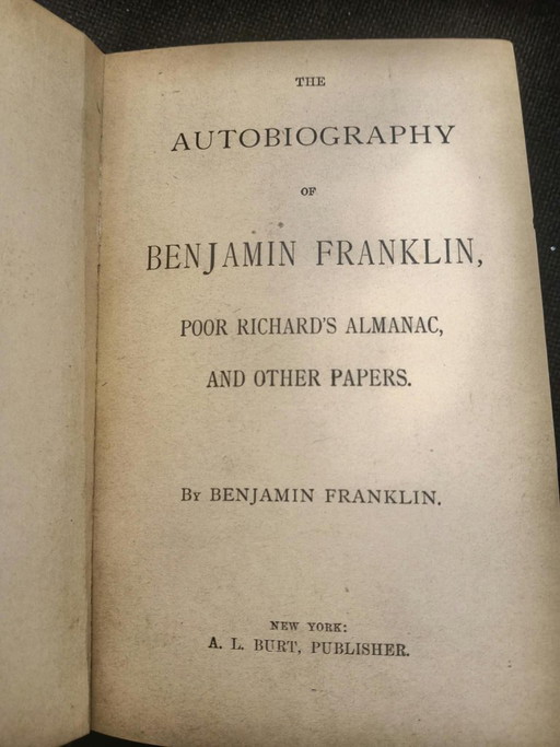 Antikes Buch "Autobiography of Benjamin Franklin" - A. L. Burt NY