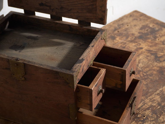 Antique Japanese Storage Box with Drawers and Hinged Lid – Early Showa Period (c.1928) – Storage cabinet (photo 21 of 40)