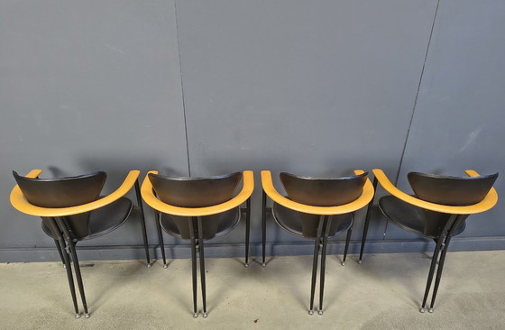 Image 1 of Vintage leren fauteuils van Arrben Italy, jaren 80 - set van 8