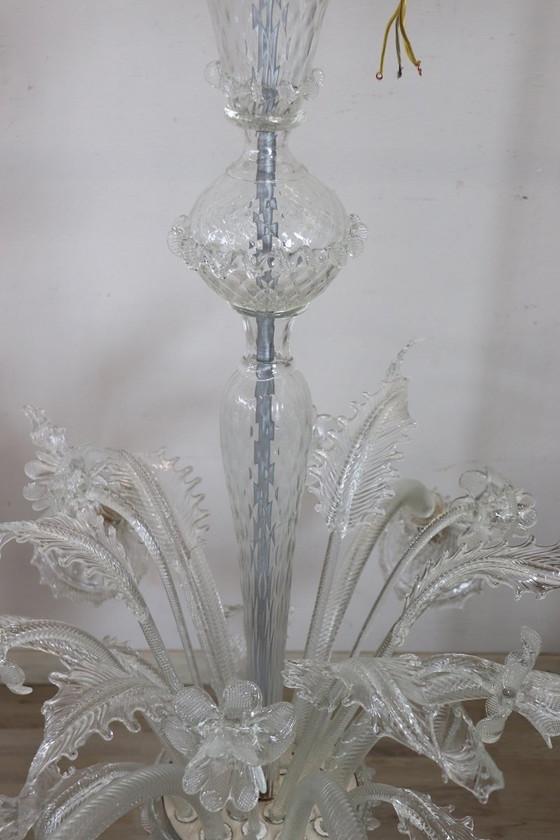 Image 1 of Transparenter Kronleuchter aus Muranoglas, 1980er Jahre