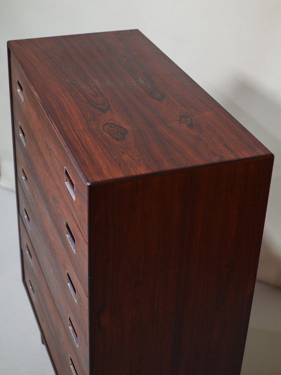 Image 1 of Tall Chest of Drawers Danish Vintage Rosewood Metal