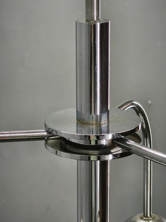 Image 1 of 1940s Czech Bauhaus Chandelier with Opaline Glass Globes