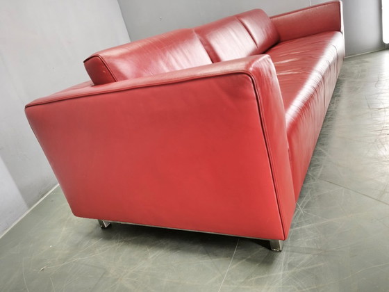 Wittmann Übergroßes rotes Leder Lounge Sofa, Österreich, 2000er, Sofagarnitur (Foto 13 von 19)