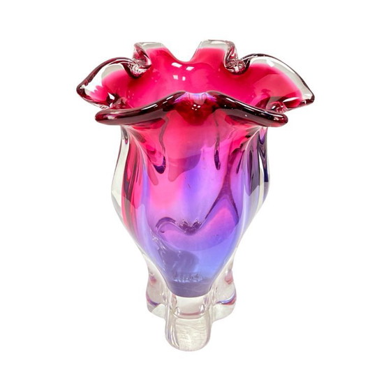 Image 1 of Josef Hospodka Chribska Vintage Vase Czechoslovakia 1960s Art Glass Sommerso