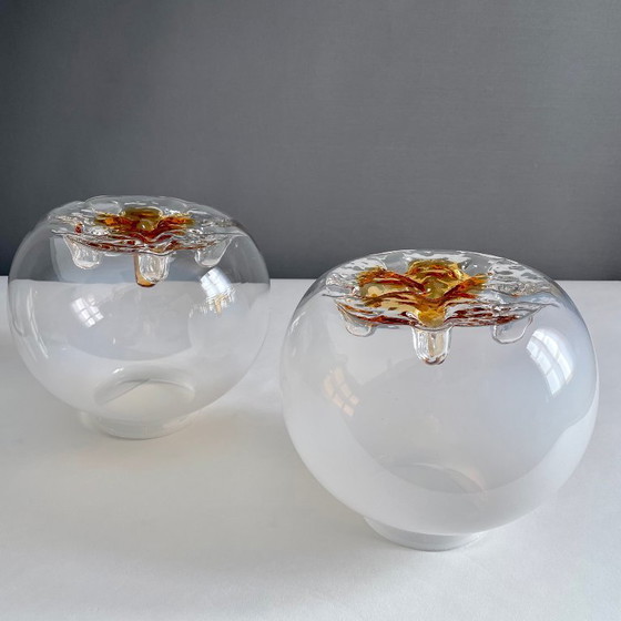 Image 1 of Lampada vintage in vetro di Murano con lattimo, design scultoreo italiano, anni '60-'70