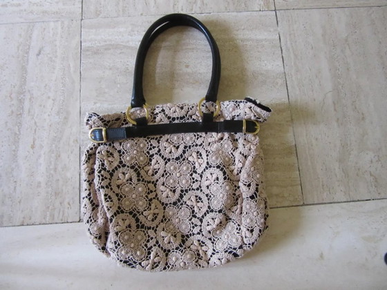 Image 1 of Gehaakte & leren tas / shopper APPARTAMENTO 50 (Marisa Maglif) Italië, vintage design