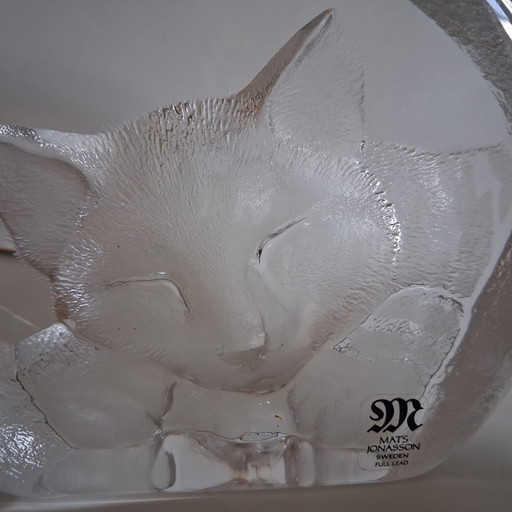 Kristall-Briefbeschwerer, Katzenmotiv, Mats Jonasson – decoratieve objecten, Crystal, Glass (photo 2 of 8)