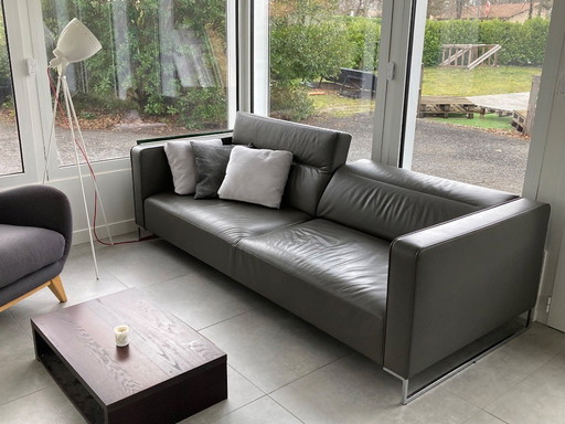 Urbani bank – Didier Gomez voor Ligne Roset – Antracietgrijs leer